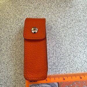 Hermes lipstick cover orange chevre leather like new